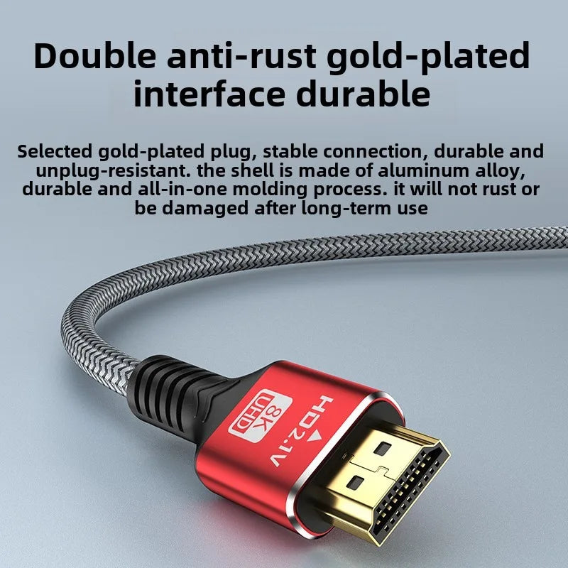 HDMI-Compatible 2.1 Cable 8K HDTV Cable for Xiaomi TV Box PS5 Ultra High Speed Compatible 8K@60Hz HDTV 2.1 Cable for TV/PS5/HDTV