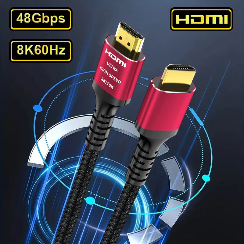 CYANMI 10K 8K HDMI Cable 2.1 48Gbps, 3D 8K60 4K120Hz HDMI Cord eARC HDR10 HDCP 2.2&2.3 Compatible with Roku TV/PS5/HDTV/Blu-ray