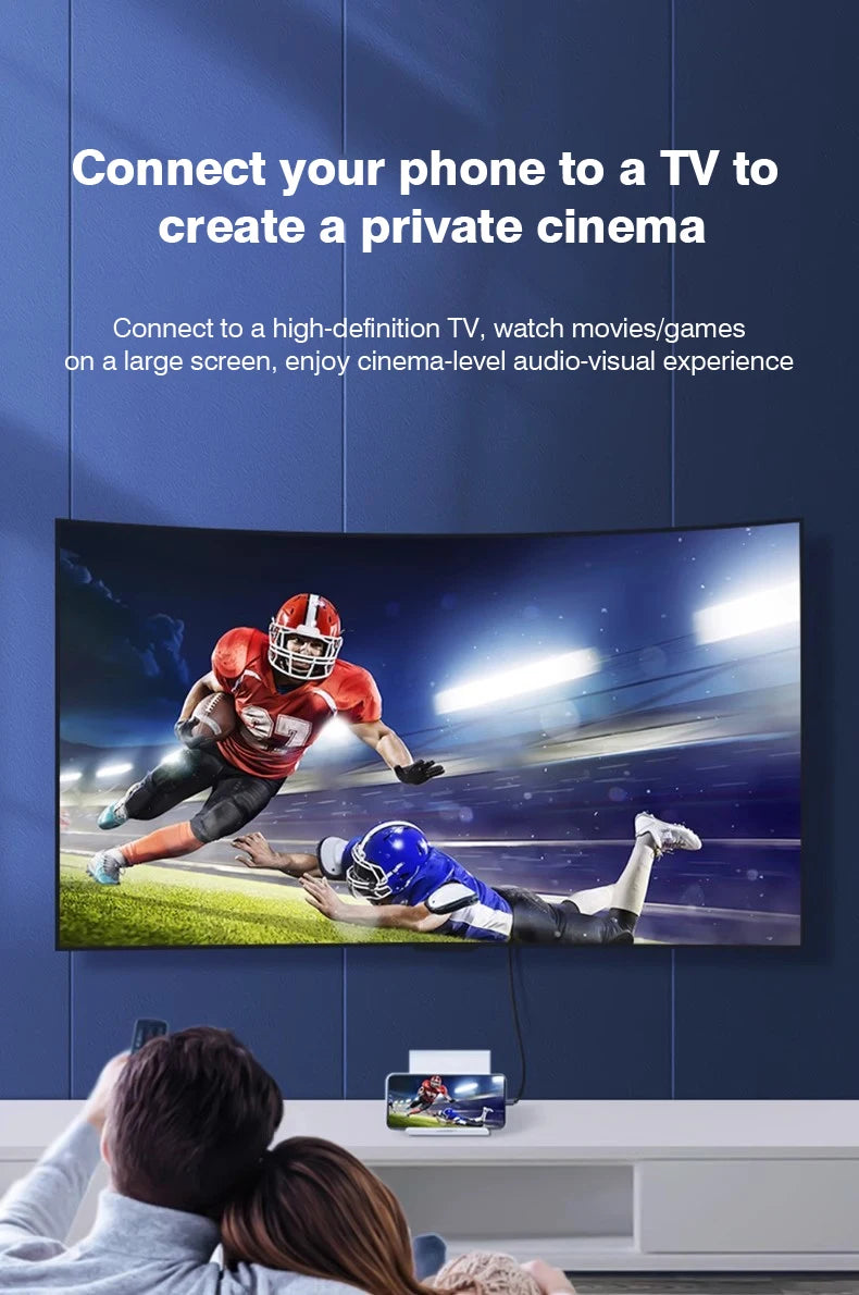 Lightning to HDMI adapter 4K HD For iPhone 14 13 12 Connection HDTV Monitor Projector Display Synchronous Audio 2M Cable