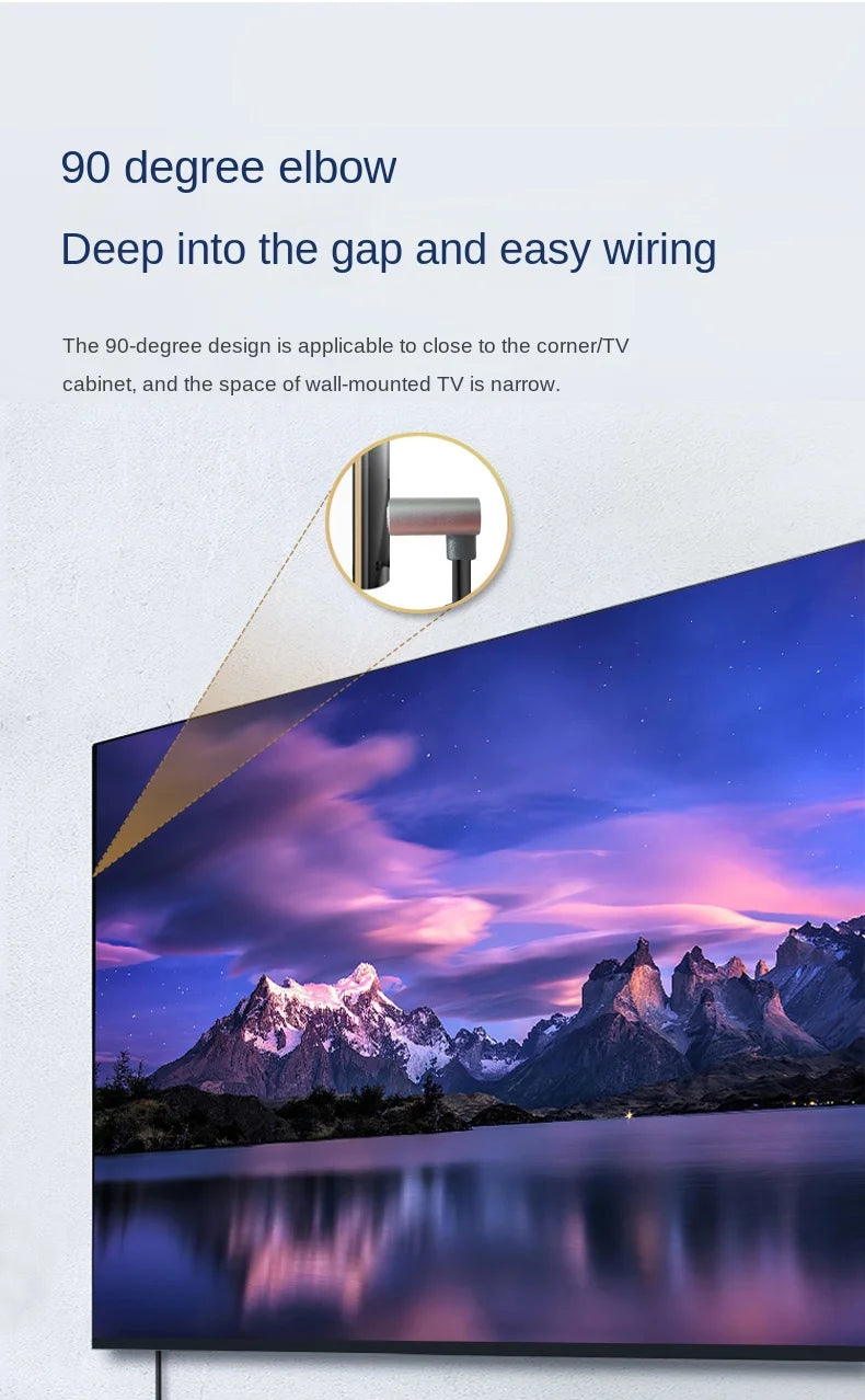 8K 90 degree HDMI 2.1V Cable Cord 8K 60Hz 4K 120Hz 48Gbps EARC ARC HDCP Ultra High Speed HDR for HD TV Laptop Projector PS4 PS5