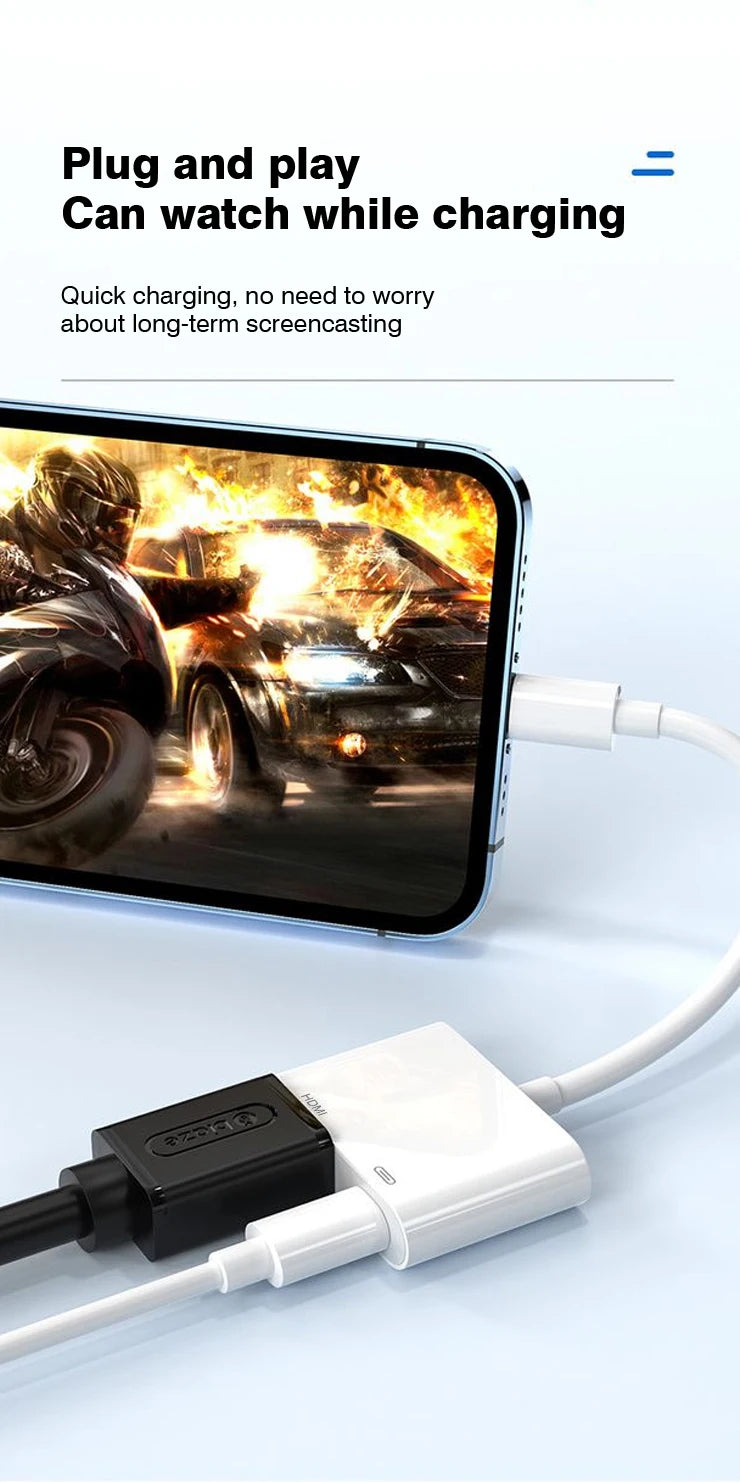 Lightning To HDMI Digital AV Adapter For iPhone14/13 iPad 1080P HDMI Video&Audio Sync Screen Converter to TV/Projector