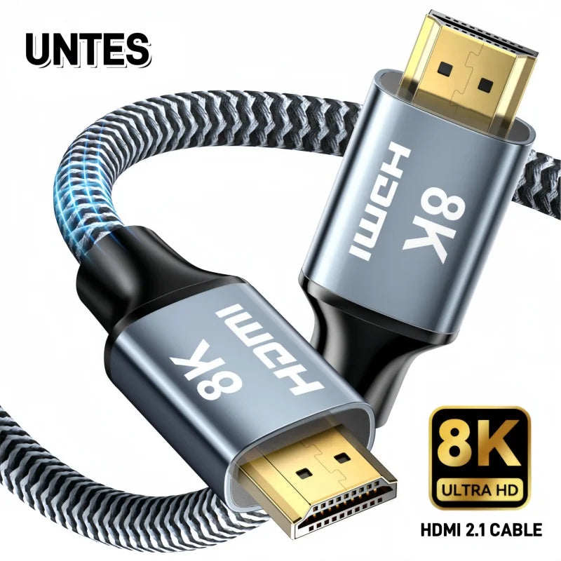 UNTES 8k HDMI 2.1 Cable 8K 60Hz 4K 120Hz HDMI Cable,48Gbps Ultra High-Speed, Compatible with PlayStation 5, Xbox, Samsung TVs ,and More
