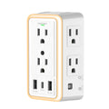 USB Wall Charger/Surge Protector 6 Outlet Extender with 3 USB Charging Ports (1 USB C Outlet)and Night Light for Home or Office