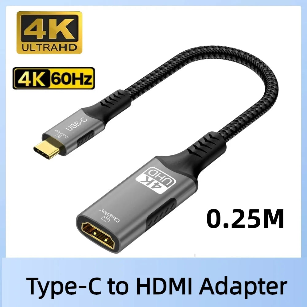 Type C to HDMI Extension Cable 8K@60Hz 4K@120Hz C to HDMI Adapter 32.4Gbps For Laptop MacBook PC Phone to TV Monitor