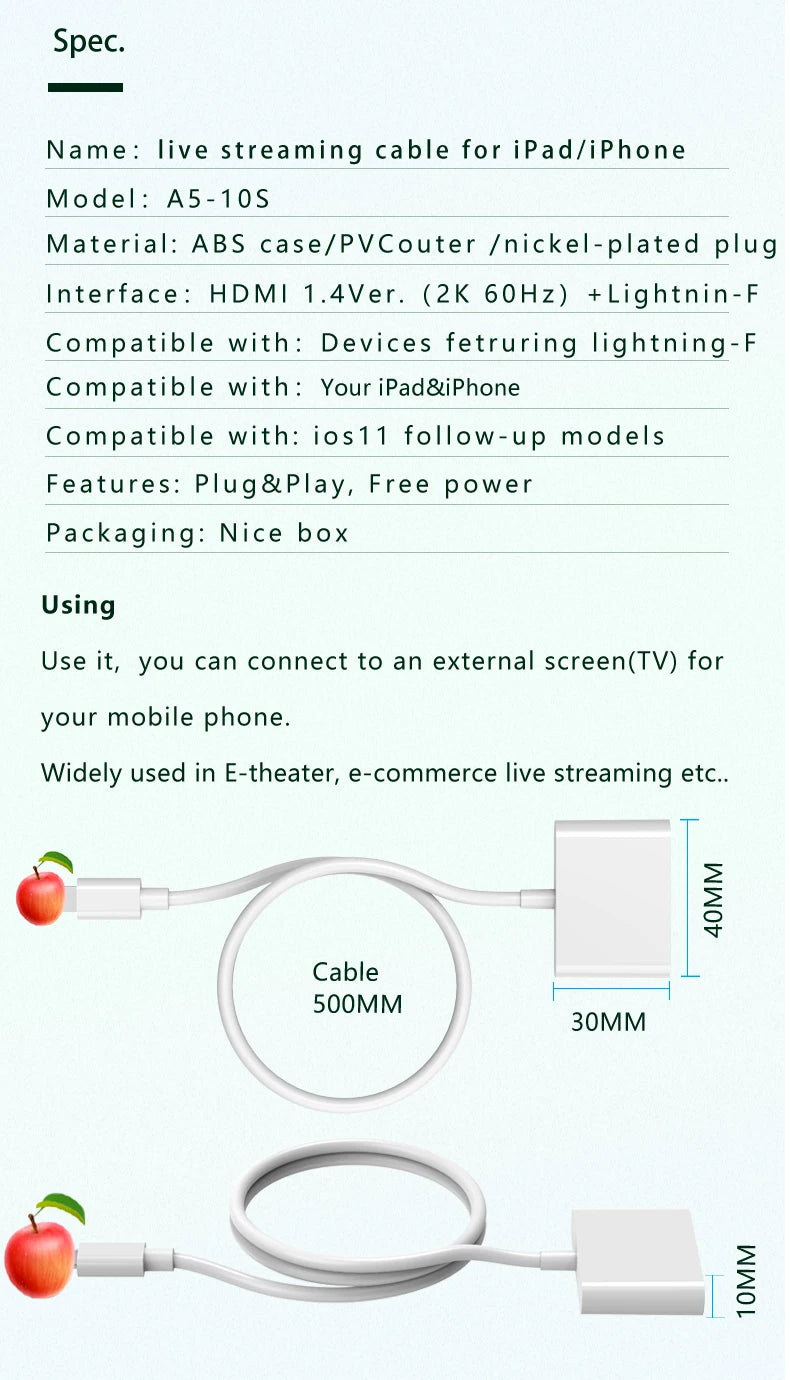 AIRSKY Lightning to PD HDMI Docking Station Hub for Iphone IPad IOS 8 9 10 11 12 13 14 15 Mirroring Live Streaming Screen Rotate