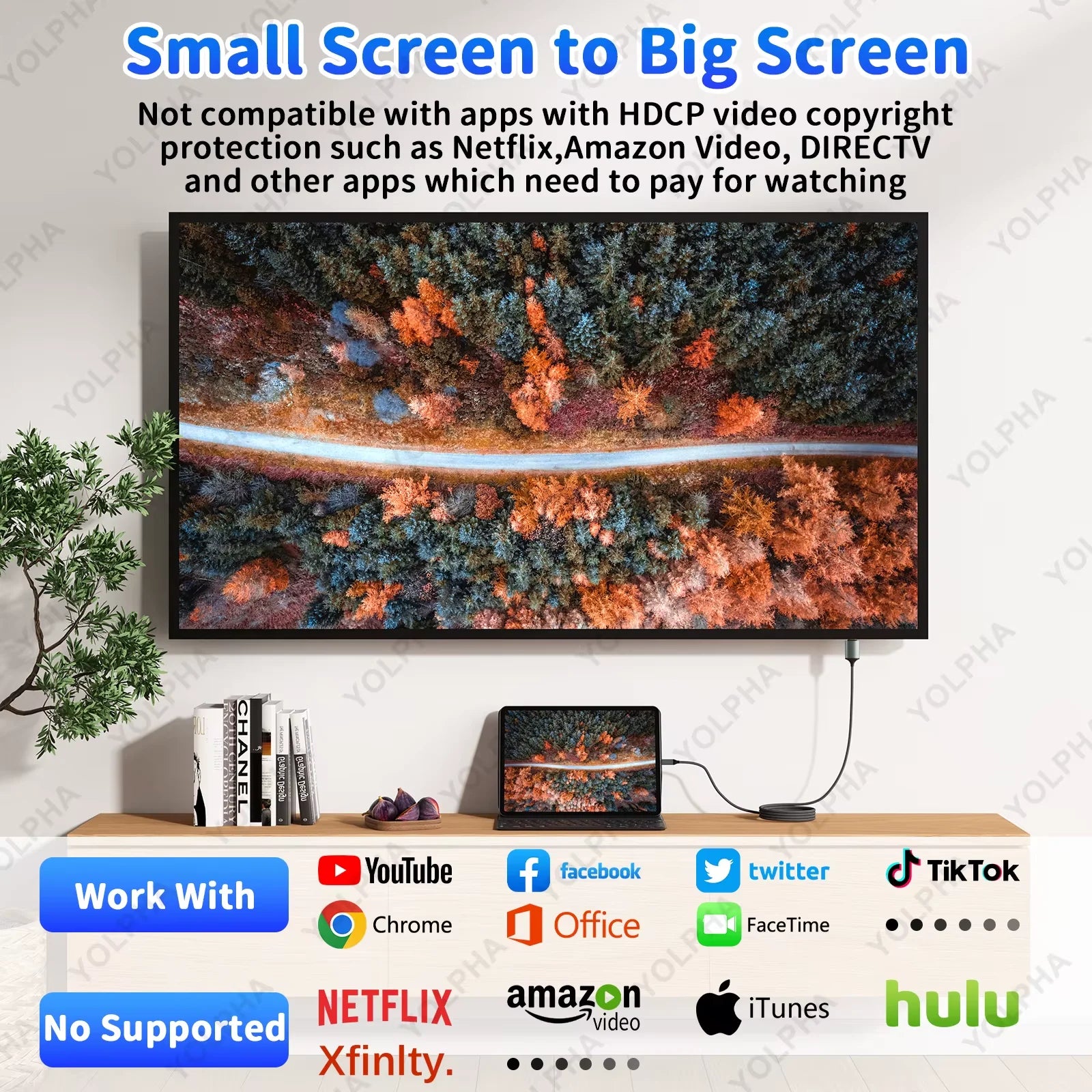 Lightning to HDTV Adapter iPhone to TV HDTV Cable with Charging 1080P HD Display For iPhone14/13/12 YouTube to TV Output