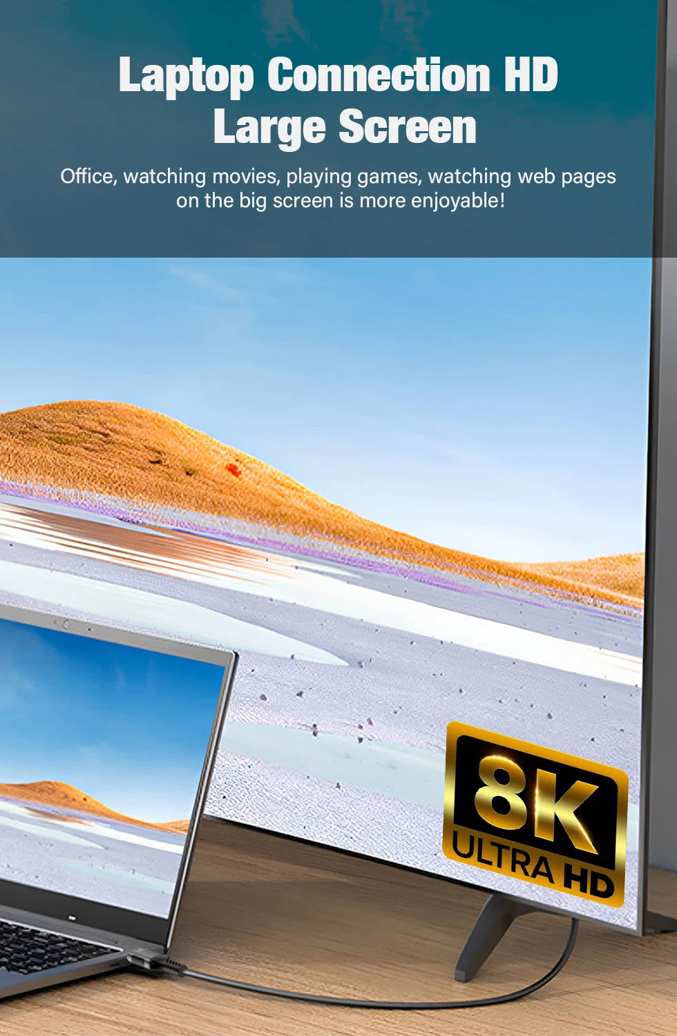 HDMI Cable version 2.1 supports 8K @60Hz 4K @120Hz, 48Gbps Adapter For HDTV RTX 3080 eARC HDR Video Cable  for PC Laptop CATV box and PS4/PS5