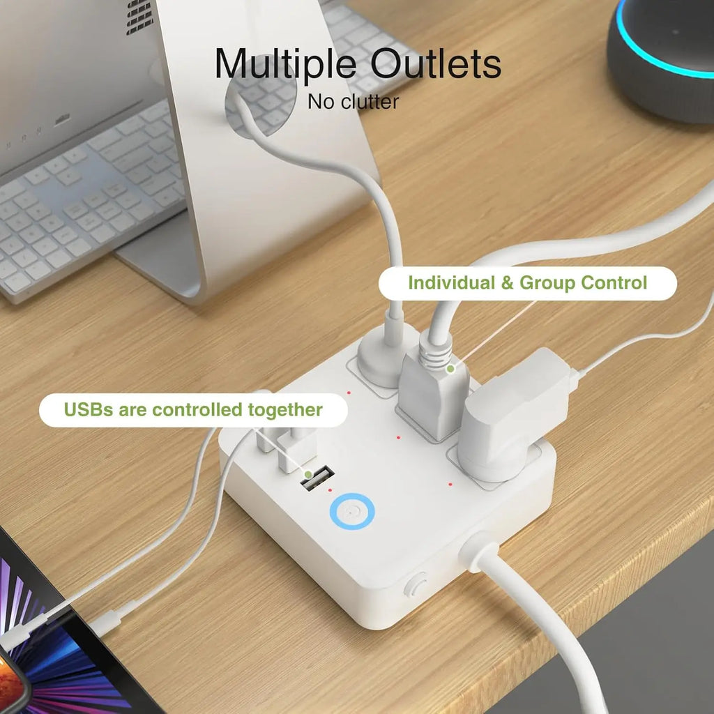 Wifi Smart Power Strip Surge Protector Built-in 3 USB Ports, Power Outlets Ports Voice Control For Travel, Home or Work