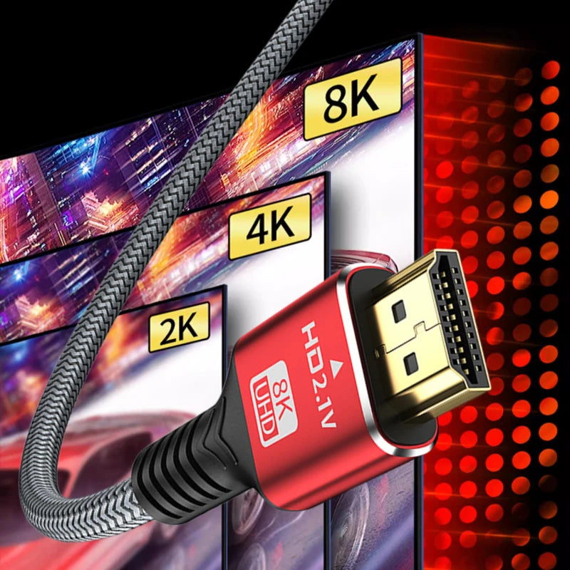 8K HDTV Cable for CATV Converter Box, PS5. Ultra High Speed Compatible . 8K @60Hz HDTV 2.1 Cable 48Gbps eARC Dolby Vision