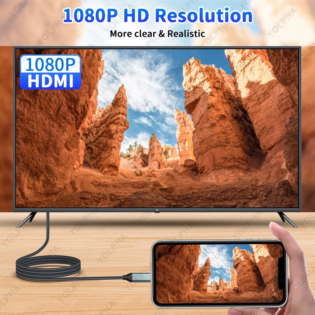 Lightning to HDTV Adapter iPhone to TV HDTV Cable with Charging 1080P HD Display For iPhone14/13/12 YouTube to TV Output