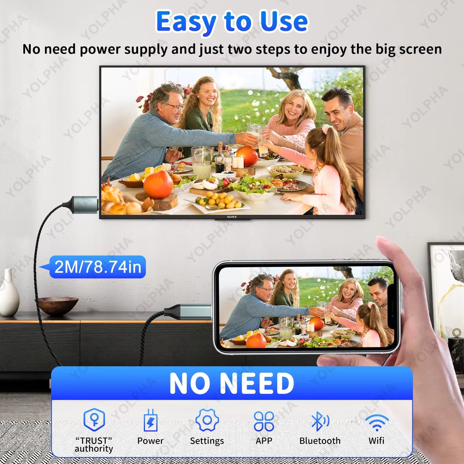 Lightning to HDTV Adapter iPhone to TV HDTV Cable with Charging 1080P HD Display For iPhone14/13/12 YouTube to TV Output