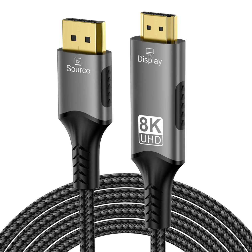 8K DisplayPort to HDMI Compatible Cable 8K@60Hz 4k@120hz DP to HDMI Adapter Display Port Video Audio for PC HDTV Projector Xbox