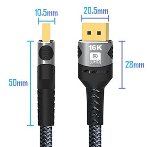 DisplayPort Cable 16K DP 2.1 Cable 16k@30Hz 8K@60Hz,4K@144Hz,HBR3 Support 80Gbps,HDCP 2.2, HDR10 for Gaming Monitor Graphics PC