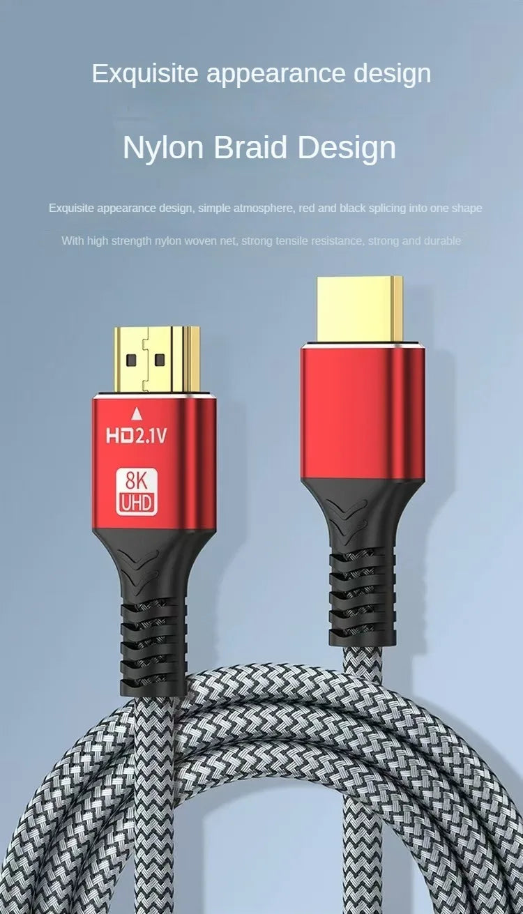 HDMI-Compatible 2.1 Cable 8K HDTV Cable for Xiaomi TV Box PS5 Ultra High Speed Compatible 8K@60Hz HDTV 2.1 Cable for TV/PS5/HDTV