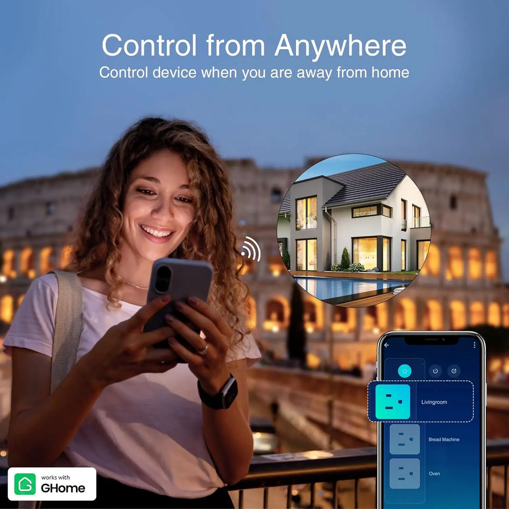 Wifi Smart Power Strip Surge Protector Built-in 3 USB Ports, Power Bar Outlets Ports Voice Control For Travel Home Timing Work