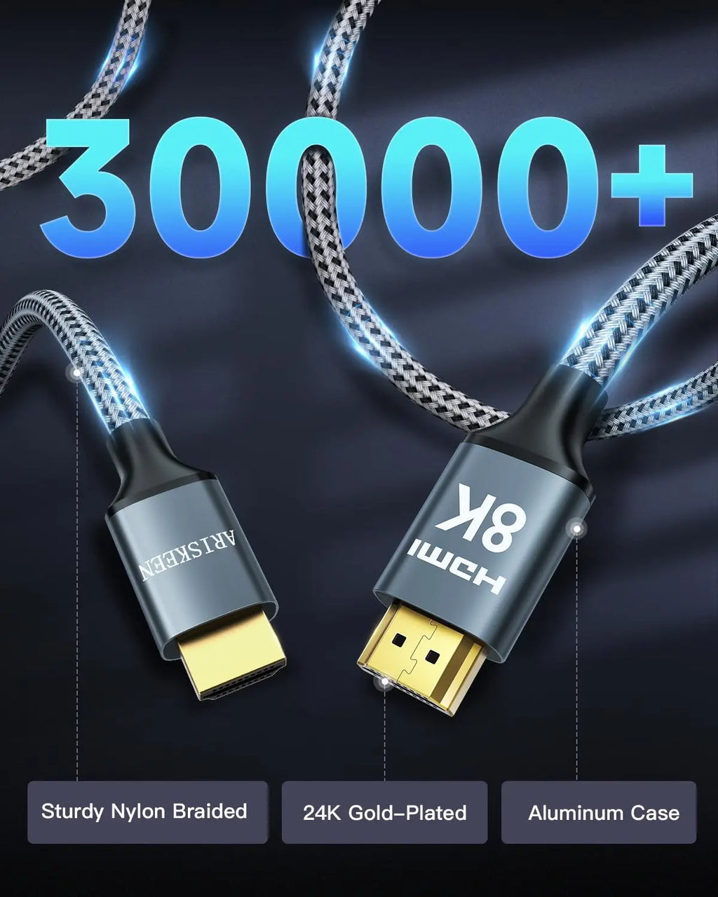 UNTES 8k HDMI 2.1 Cable 8K 60Hz 4K 120Hz HDMI Cable,48Gbps Ultra High-Speed, Compatible with PlayStation 5, Xbox, Samsung TVs ,and More