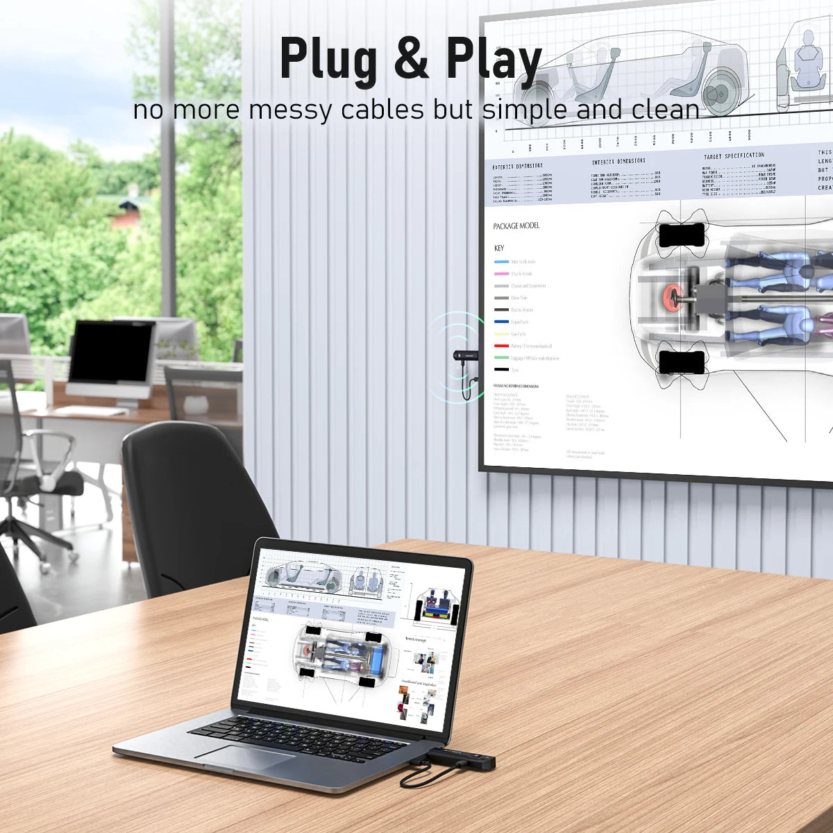 Wireless HDMI Transmitter Receiver, 1080P Display, Dongle Extender, AV Adapter for Laptop, TV, Projector, Monitor, Live Stream