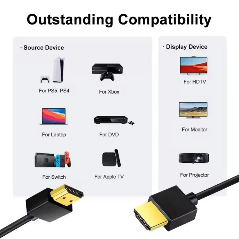 8K HDMI 2.1 Fiber Optic Cable, 8K 60Hz, 4K 120Hz HDMI to HDMI Active Fiber Cable 48Gbps 5m 10m 15m 20m 30m for TV RTX 4070/4090