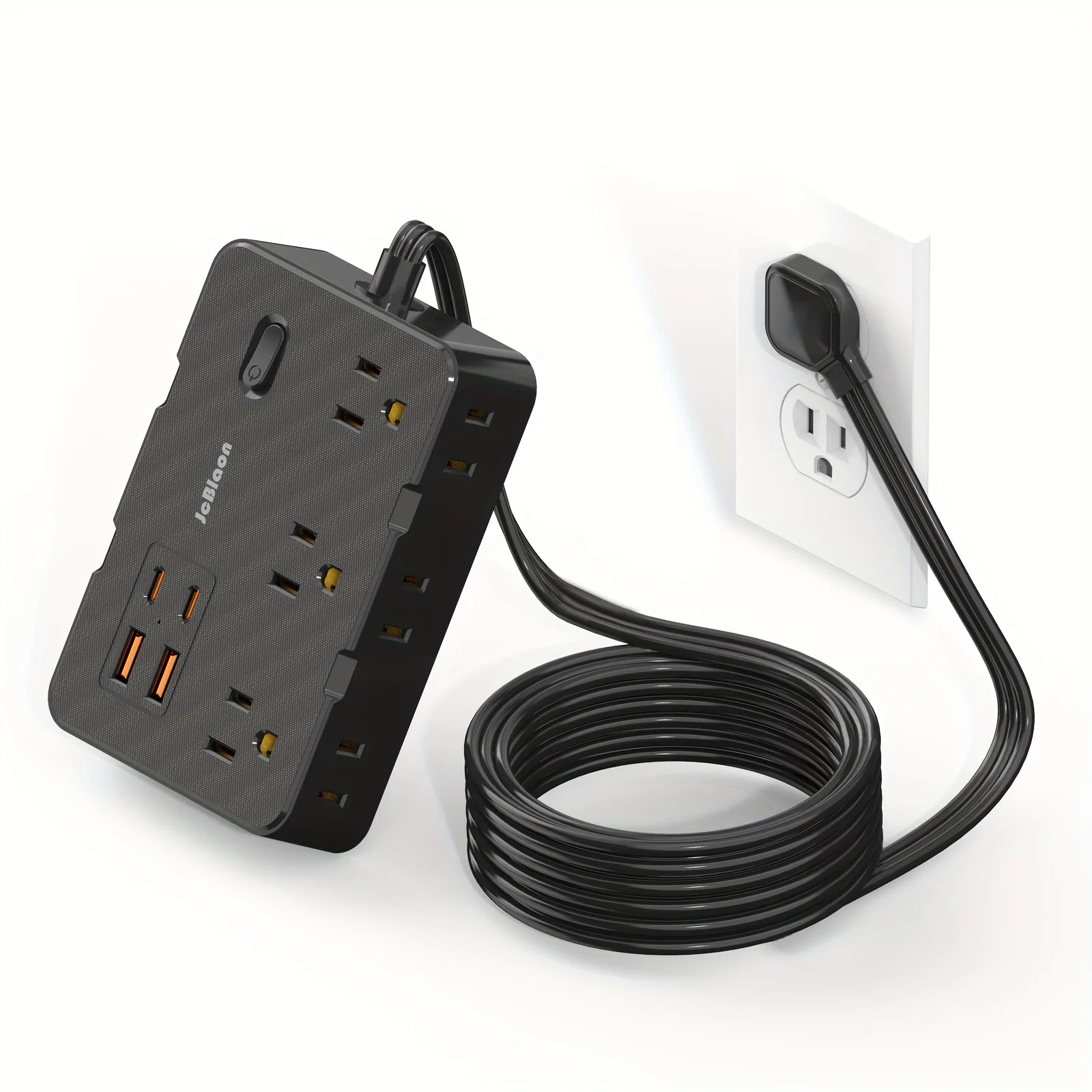 Surge Protector with 6 Outlets , 4 USB Ports, 5ft Ultra Thin Flat Power cord, Power Adapter for Home or Office