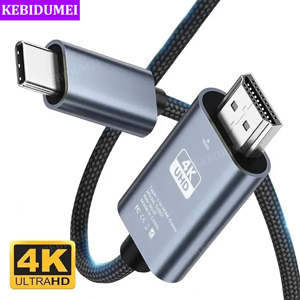 HDMI Cable 4K 60Hz HDTV Video Conversion Cable USB TYPE C To HDMI for Android to TV or other HDMI input