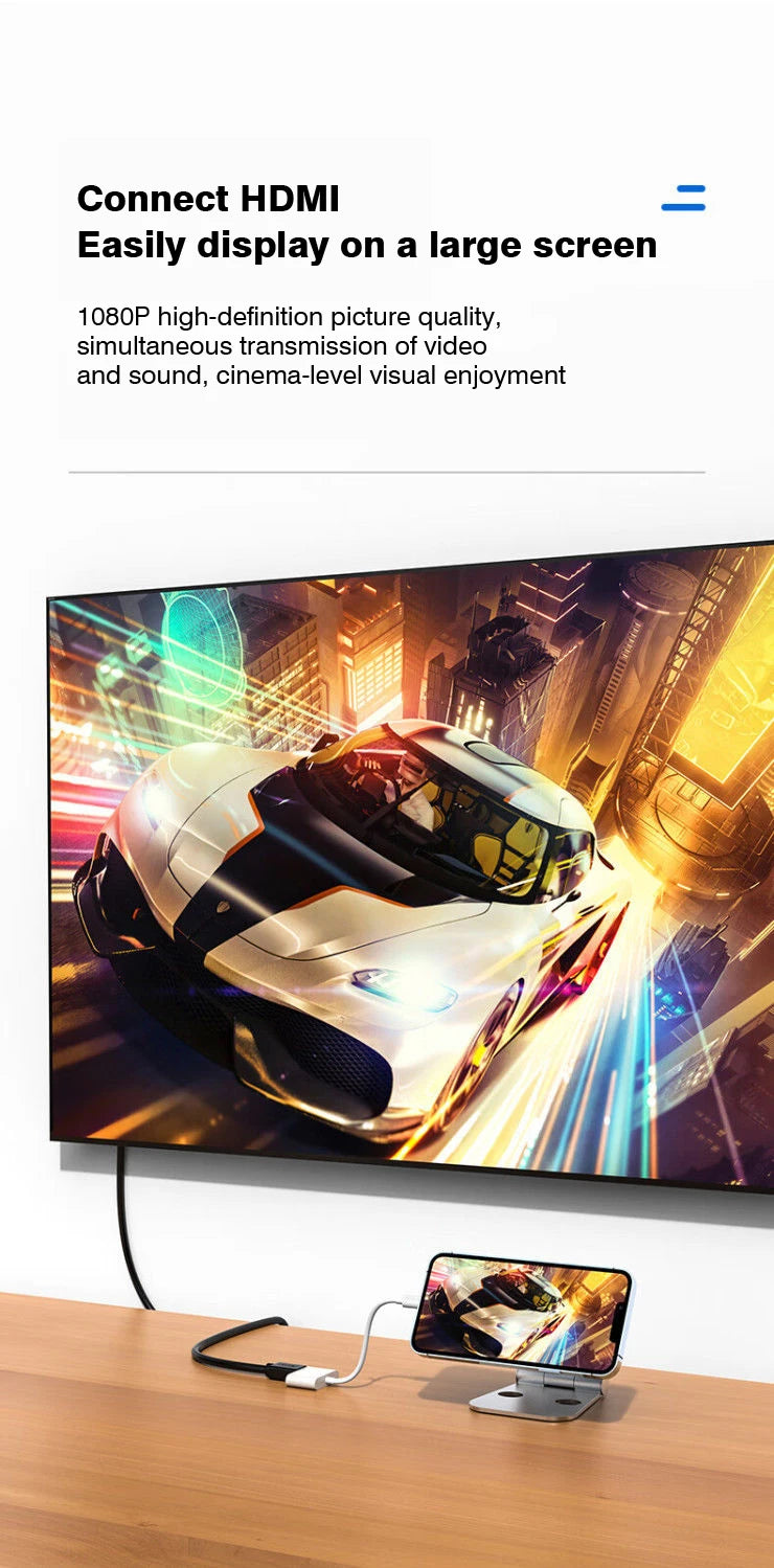 Lightning To HDMI Digital AV Adapter For iPhone14/13 iPad 1080P HDMI Video&Audio Sync Screen Converter to TV/Projector
