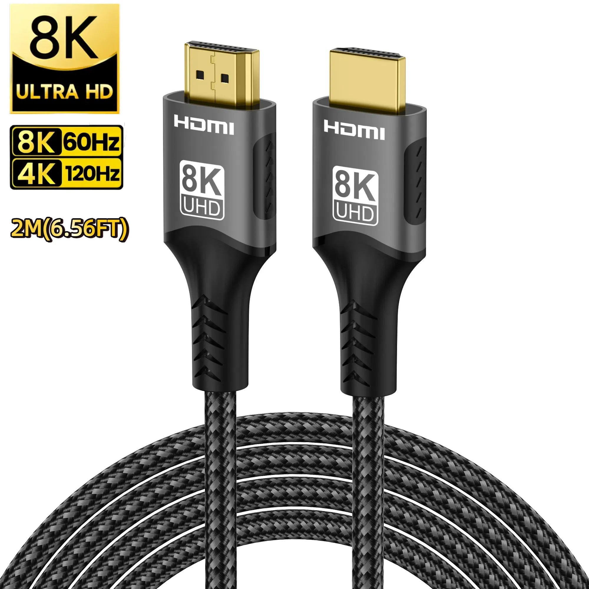 Ultra High Speed HDMI Cable with gold plated Connectors. Supports 8K@60Hz 4K@120Hz HDMI version 2.1.  48Gbps Certified - HDR10 3D eARC VRR for PS5/PC/HDTV/Projector.