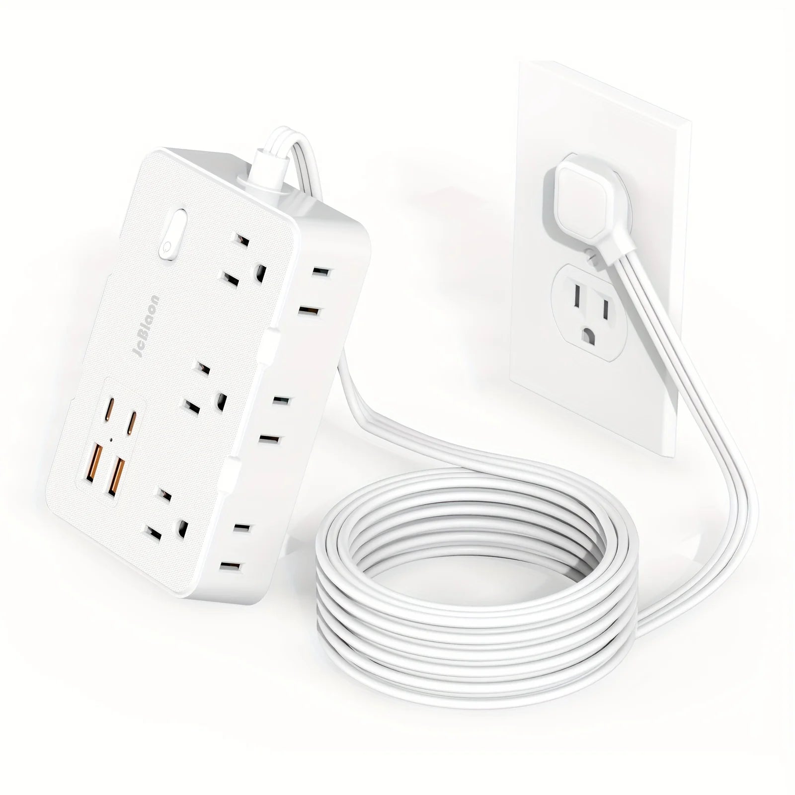 Surge Protector with 6 Outlets , 4 USB Ports, 5ft Ultra Thin Flat Power cord, Power Adapter for Home or Office