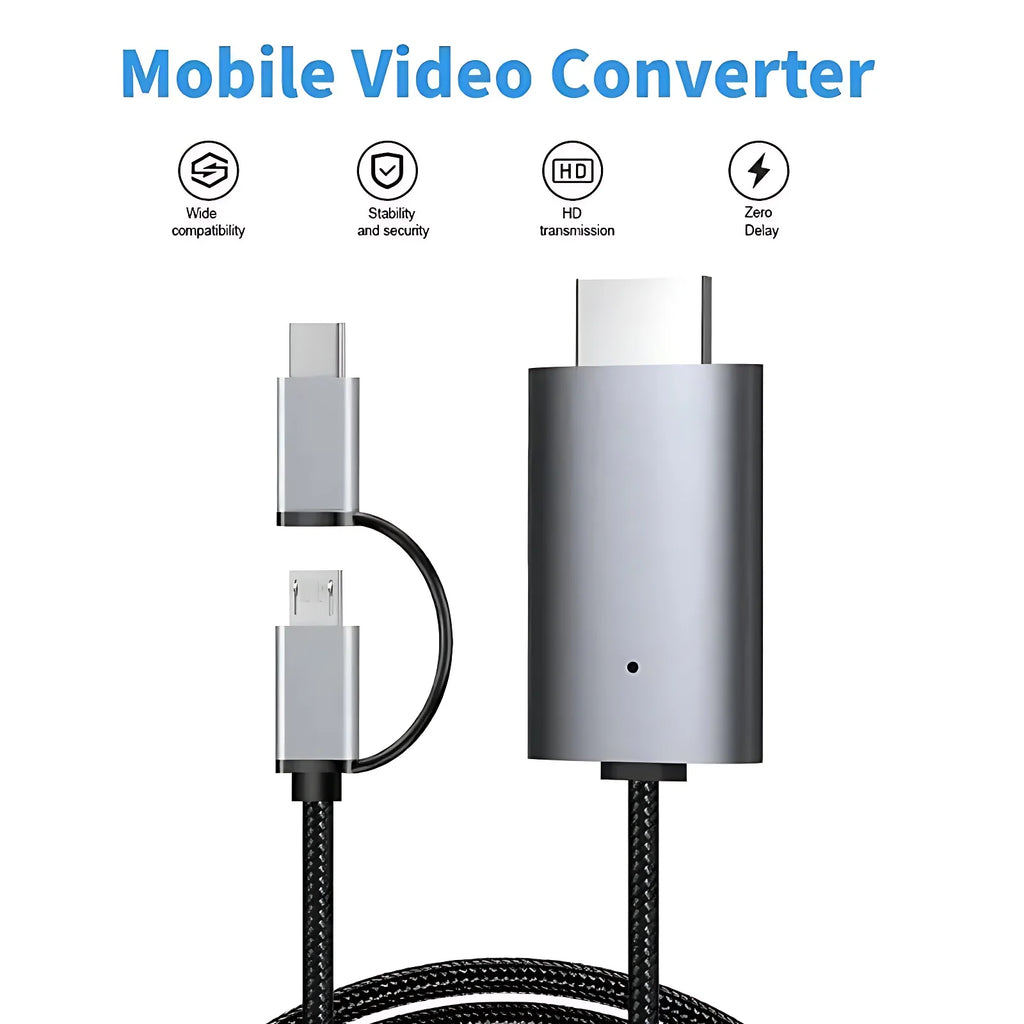 LD39 Wire HD Streaming Display TV Stick Dongle Micro USB Type C to HDMI Compatible Cable Mirroring Screen for Phone Tablet to TV