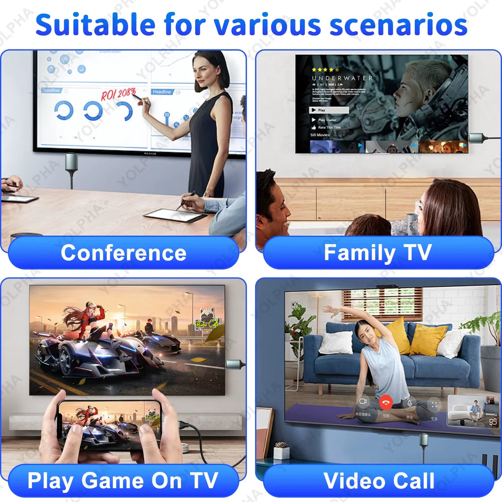 Lightning to HDTV Adapter iPhone to TV HDTV Cable with Charging 1080P HD Display For iPhone14/13/12 YouTube to TV Output