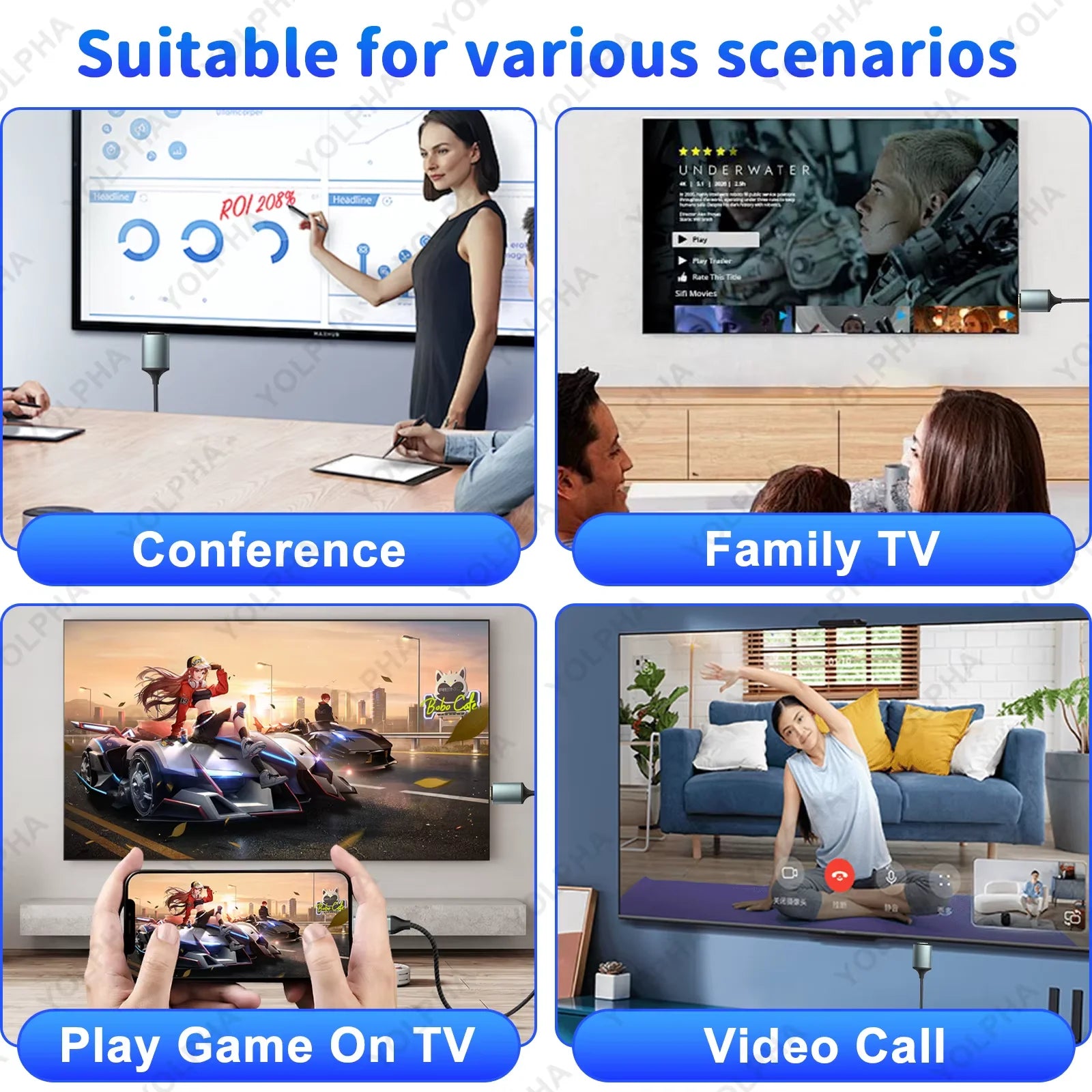 Lightning to HDTV Adapter iPhone to TV HDTV Cable with Charging 1080P HD Display For iPhone14/13/12 YouTube to TV Output
