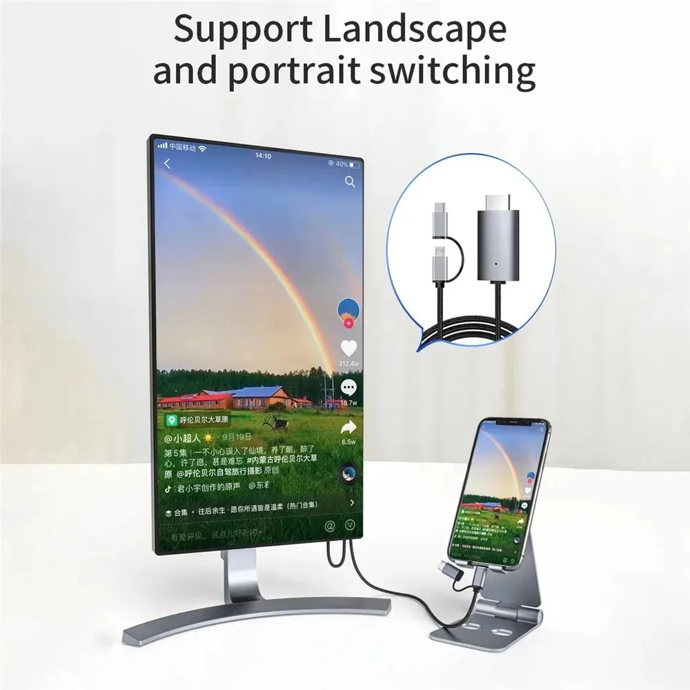 LD39 Wire HD Streaming Display TV Stick Dongle Micro USB Type C to HDMI Compatible Cable Mirroring Screen for Phone Tablet to TV