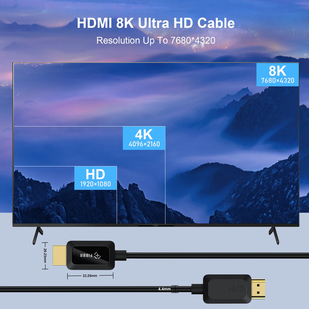 FIBBR Fiber Optic Cable HDMI 2.1-Compatible for Xiaomi Mi Box 48Gbps Digital for PS5 PS4 8K 2.1 4K 2.0 Splitter 8K/60Hz Cables