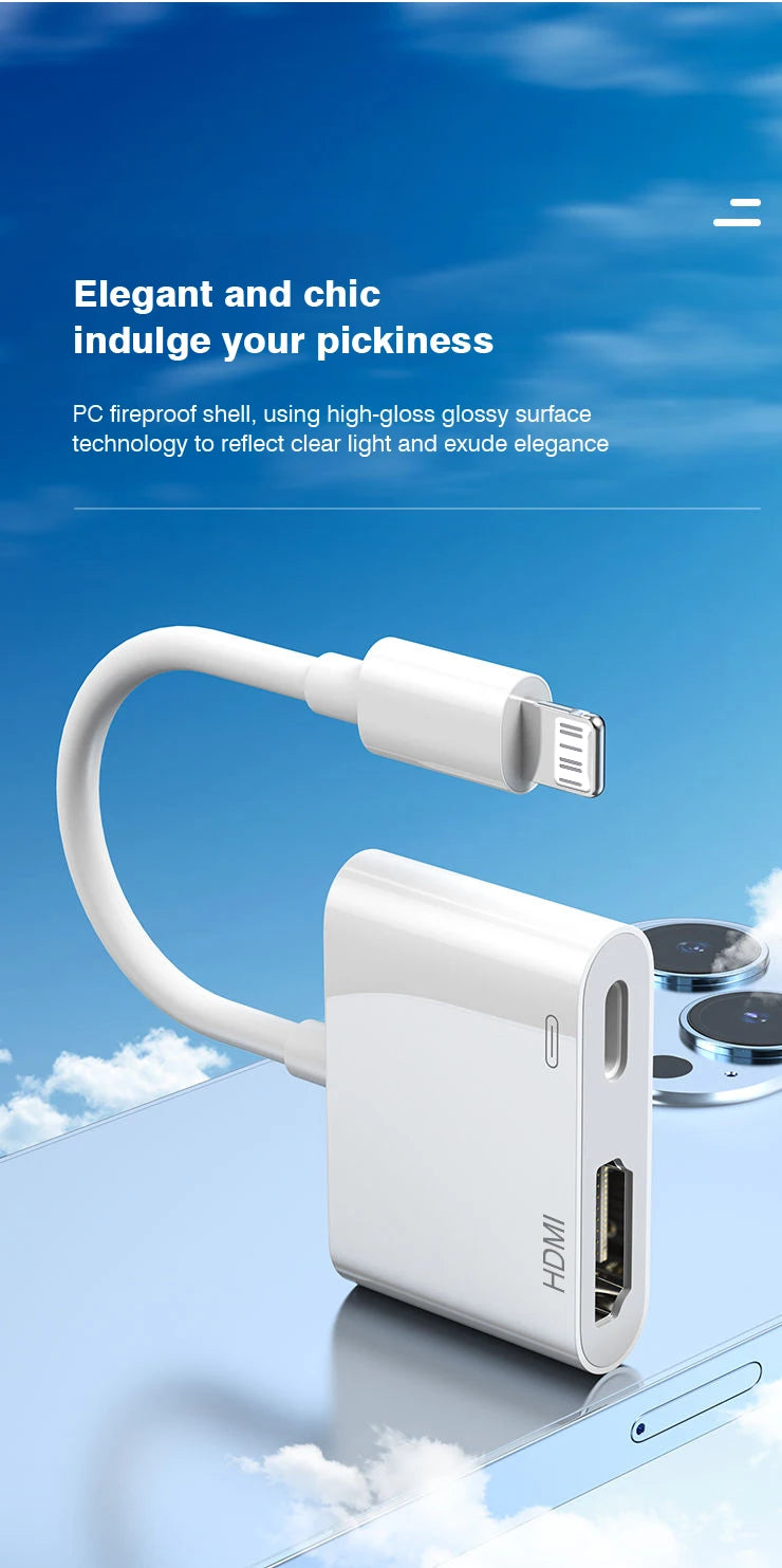 Lightning To HDMI Digital AV Adapter For iPhone14/13 iPad 1080P HDMI Video&Audio Sync Screen Converter to TV/Projector