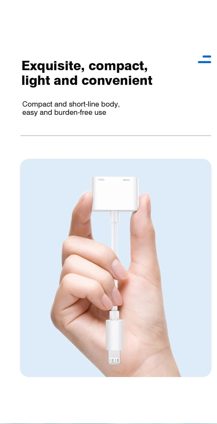 Lightning To HDMI Digital AV Adapter For iPhone14/13 iPad 1080P HDMI Video&Audio Sync Screen Converter to TV/Projector