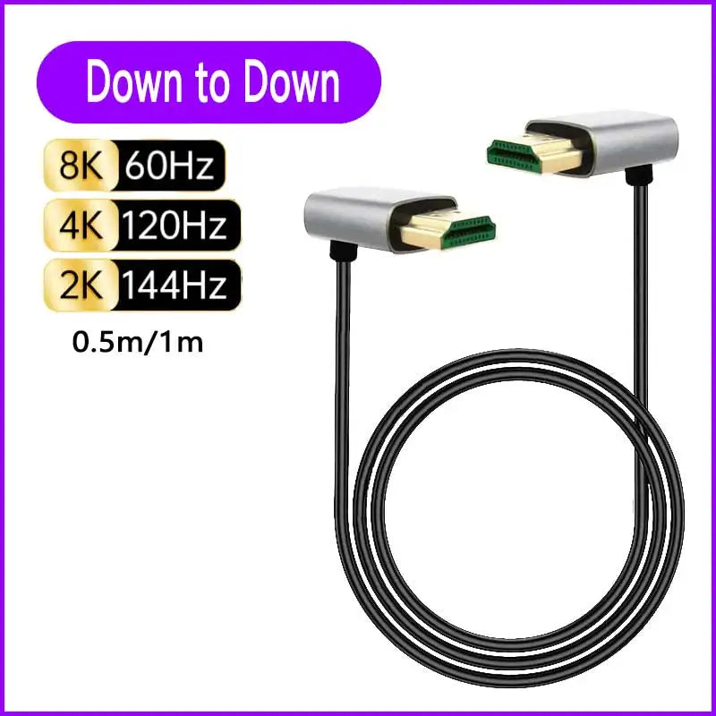 8K 90 degree HDMI 2.1V Cable Cord 8K 60Hz 4K 120Hz 48Gbps EARC ARC HDCP Ultra High Speed HDR for HD TV Laptop Projector PS4 PS5