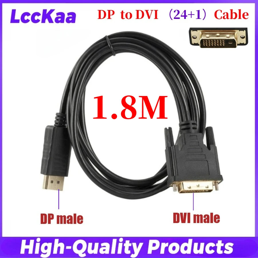 1.8M DisplayPort To DVI Cable 0.25M DP To DVI Adapter for Desktop Laptop PC TV Dell Asus Monitor Projector DisplayPort Cable