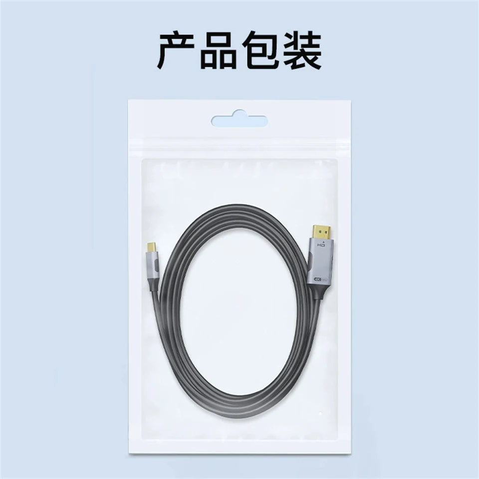 USB C to HDMI-compatible Cable 4K 60Hz 30Hz USB Type C to HDTV 2.1 Thunderbolt 3/4 Cable Adapter for iPhone 16/15 MacBook Huawei
