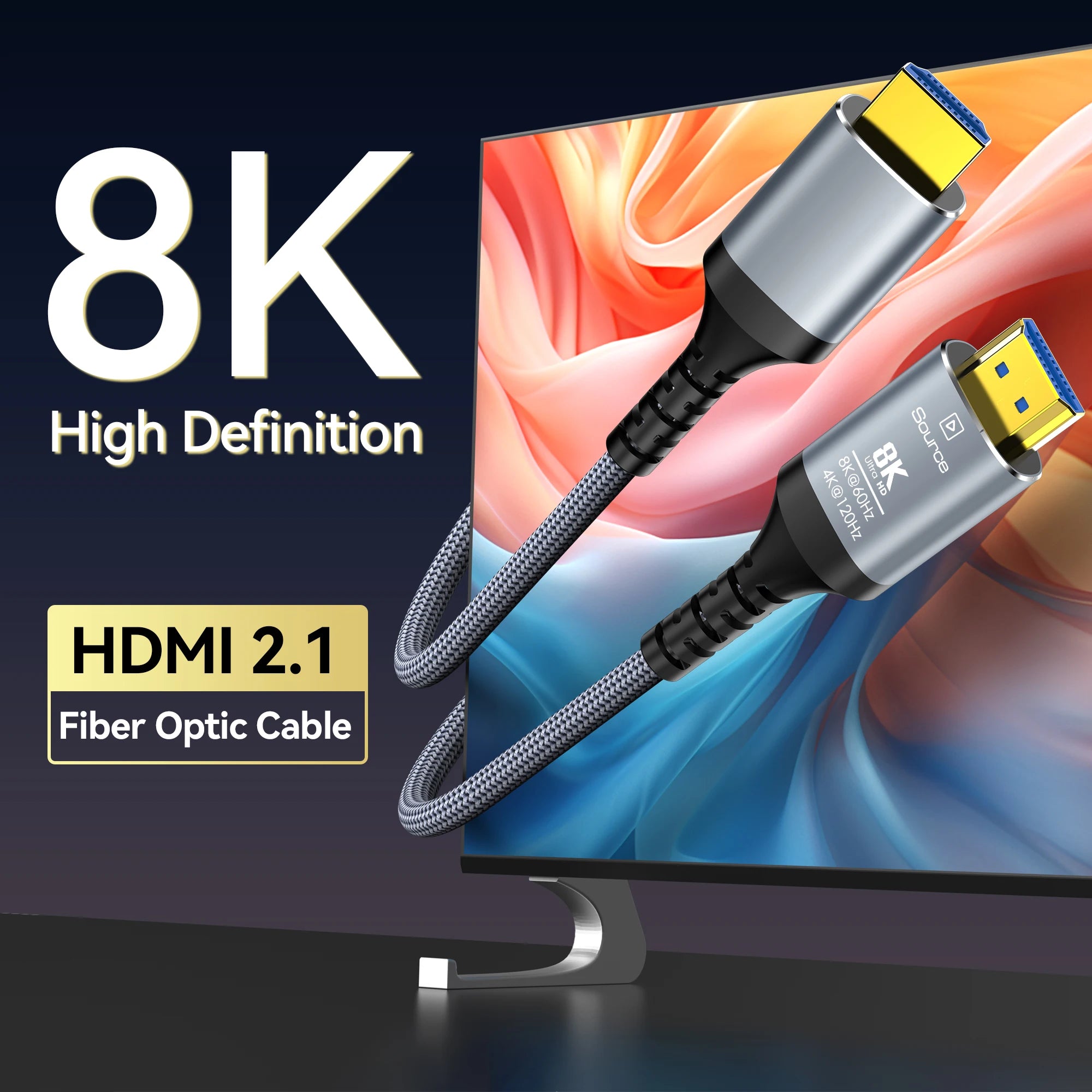 CYANMI 10K 8K HDMI Cable 2.1 48Gbps, 3D 8K60 4K120Hz HDMI Cord eARC HDR10 HDCP 2.2&2.3 Compatible with Roku TV/PS5/HDTV/Blu-ray
