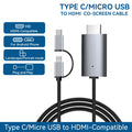 LD39 Wire HD Streaming Display TV Stick Dongle Micro USB Type C to HDMI Compatible Cable Mirroring Screen for Phone Tablet to TV