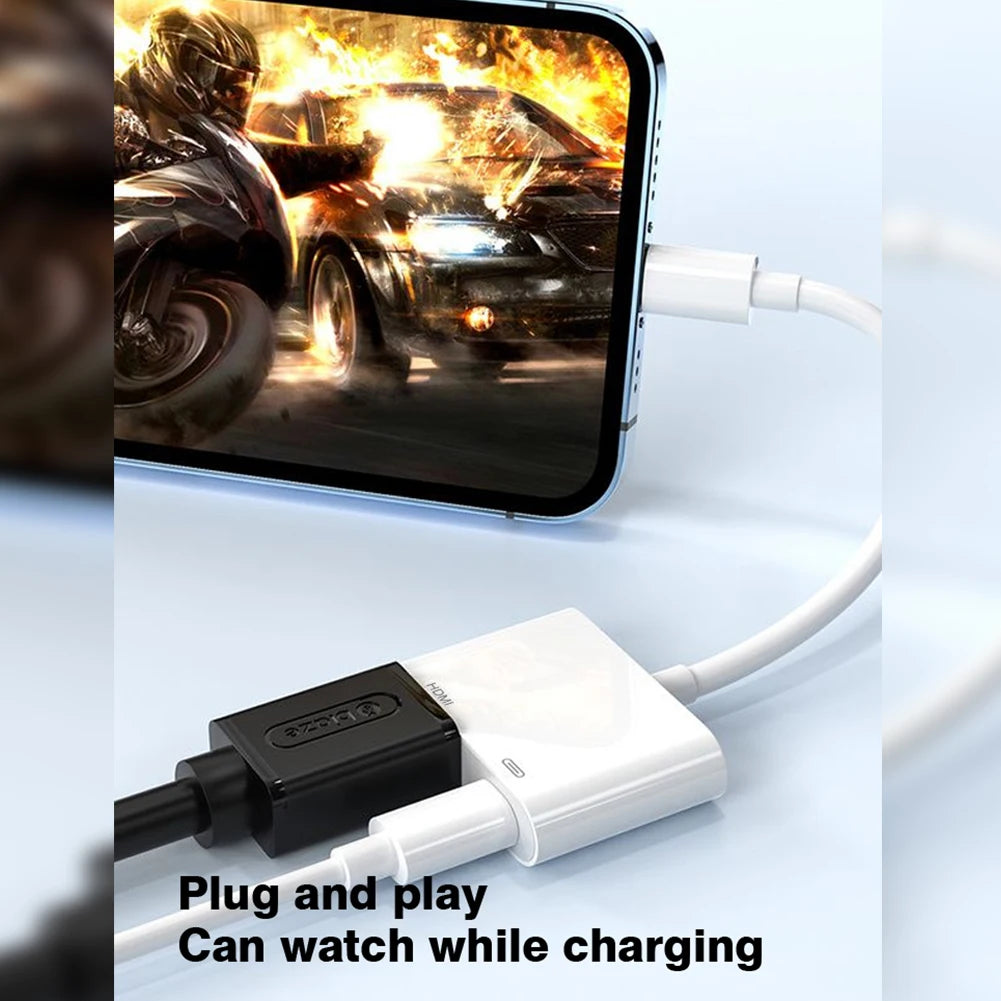 Lightning To HDMI Digital AV Adapter For iPhone14/13 iPad 1080P HDMI Video&Audio Sync Screen Converter to TV/Projector