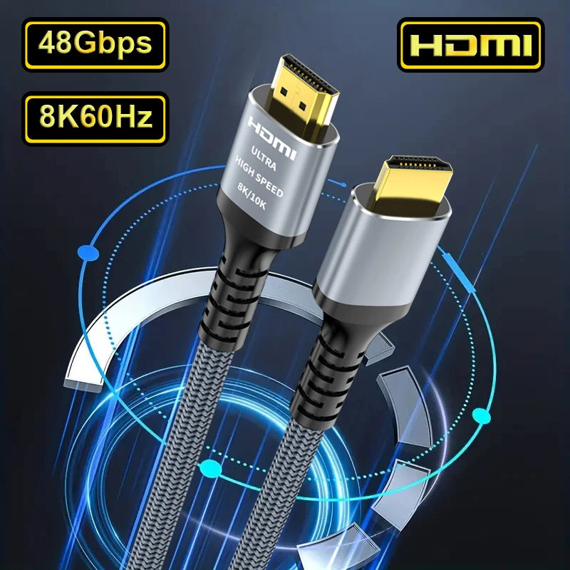 CYANMI 10K 8K HDMI Cable 2.1 48Gbps, 3D 8K60 4K120Hz HDMI Cord eARC HDR10 HDCP 2.2&2.3 Compatible with Roku TV/PS5/HDTV/Blu-ray