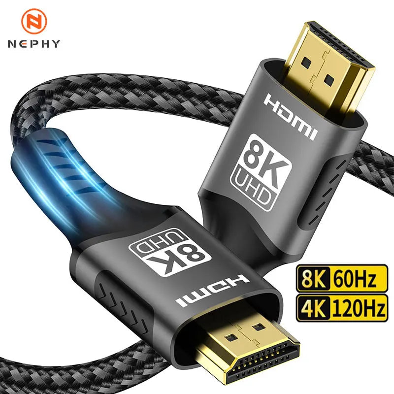 HDMI Cable version 2.1 supports 8K @60Hz 4K @120Hz, 48Gbps Adapter For HDTV RTX 3080 eARC HDR Video Cable  for PC Laptop CATV box and PS4/PS5