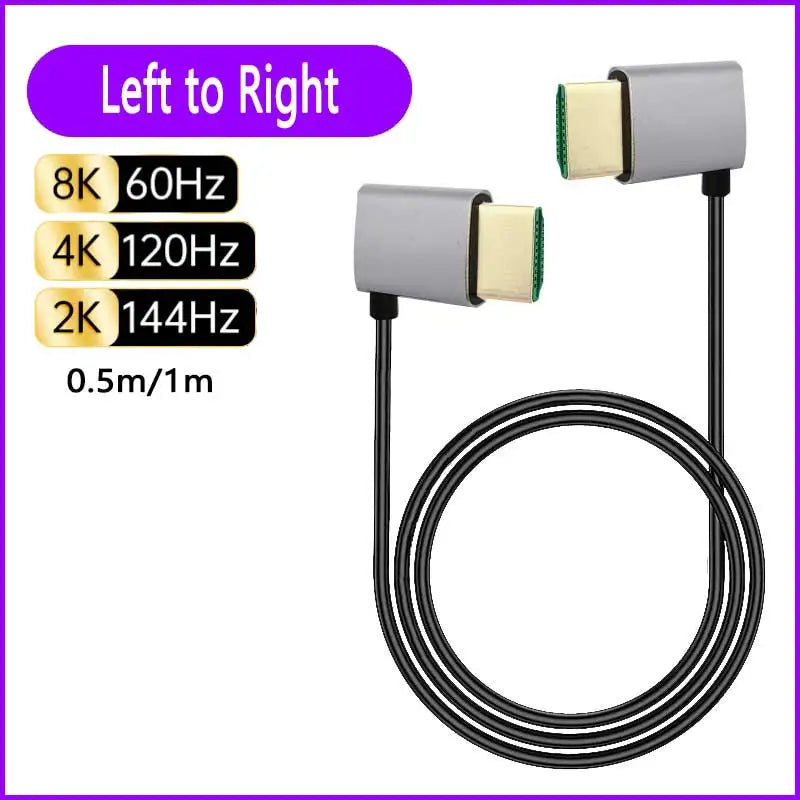 8K 90 degree HDMI 2.1V Cable Cord 8K 60Hz 4K 120Hz 48Gbps EARC ARC HDCP Ultra High Speed HDR for HD TV Laptop Projector PS4 PS5