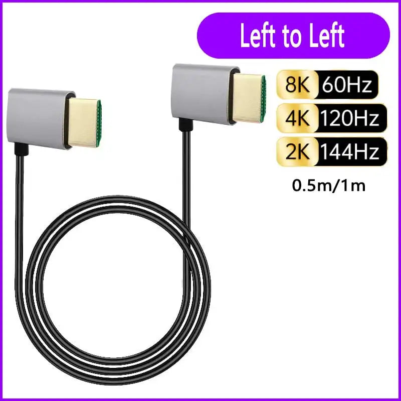 8K 90 degree HDMI 2.1V Cable Cord 8K 60Hz 4K 120Hz 48Gbps EARC ARC HDCP Ultra High Speed HDR for HD TV Laptop Projector PS4 PS5