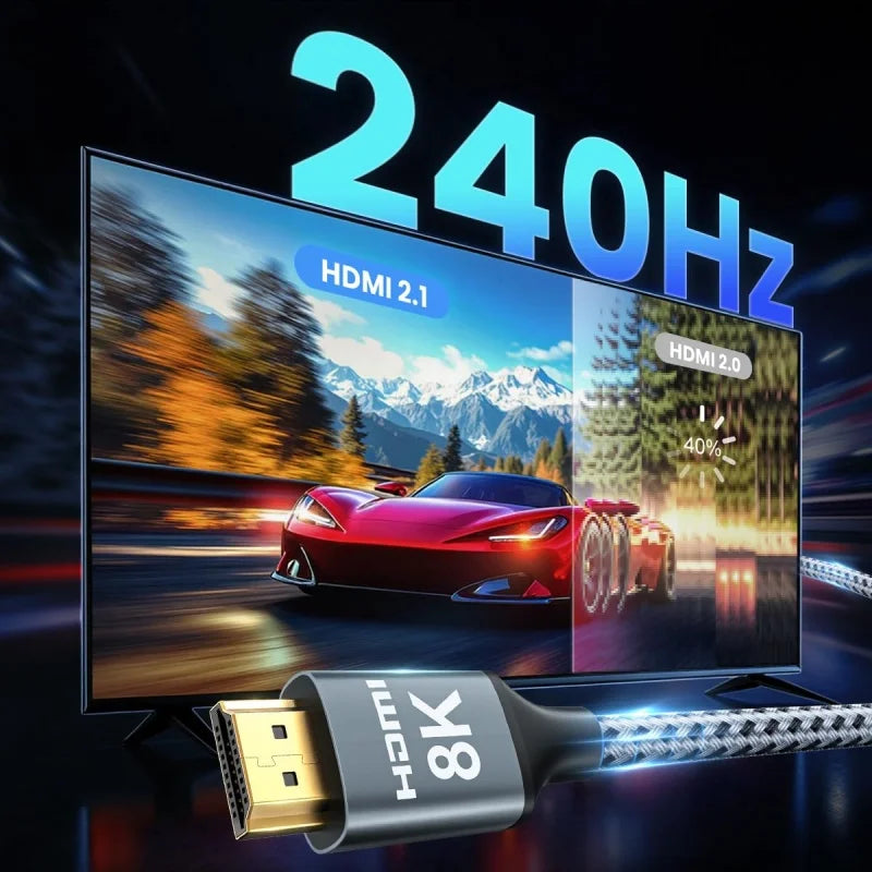 UNTES 8k HDMI 2.1 Cable 8K 60Hz 4K 120Hz HDMI Cable,48Gbps Ultra High-Speed, Compatible with PlayStation 5, Xbox, Samsung TVs ,and More