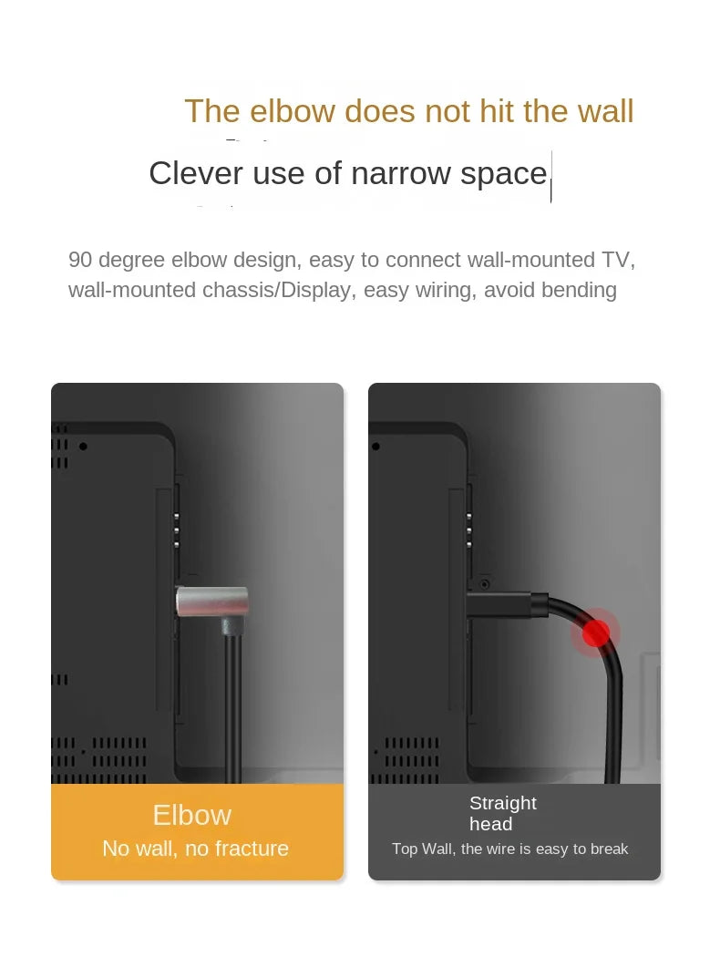 8K 90 degree HDMI 2.1V Cable Cord 8K 60Hz 4K 120Hz 48Gbps EARC ARC HDCP Ultra High Speed HDR for HD TV Laptop Projector PS4 PS5