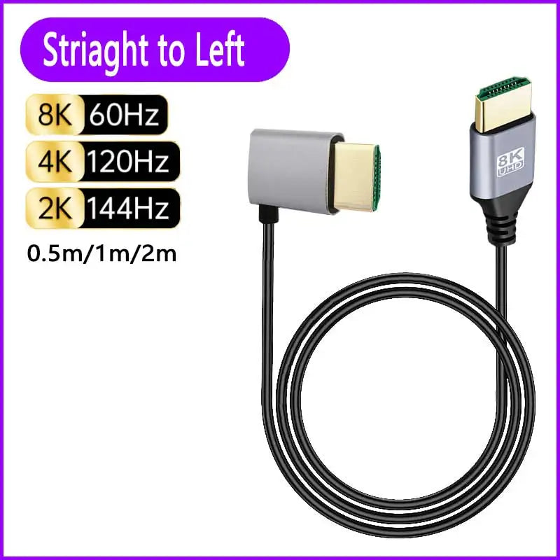 8K 90 degree HDMI 2.1V Cable Cord 8K 60Hz 4K 120Hz 48Gbps EARC ARC HDCP Ultra High Speed HDR for HD TV Laptop Projector PS4 PS5
