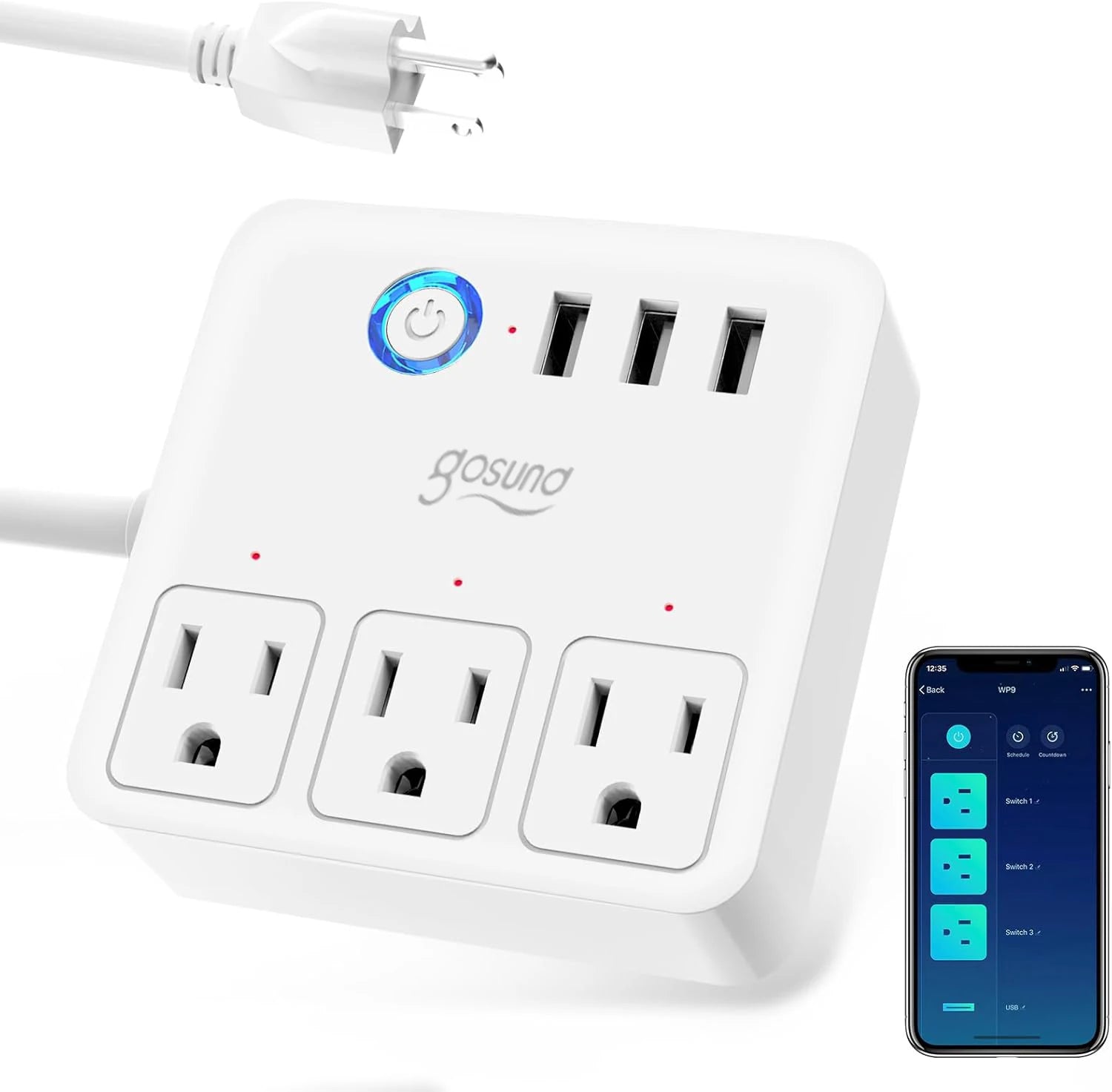 Wifi Smart Power Strip Surge Protector Built-in 3 USB Ports, Power Outlets Ports Voice Control For Travel, Home or Work
