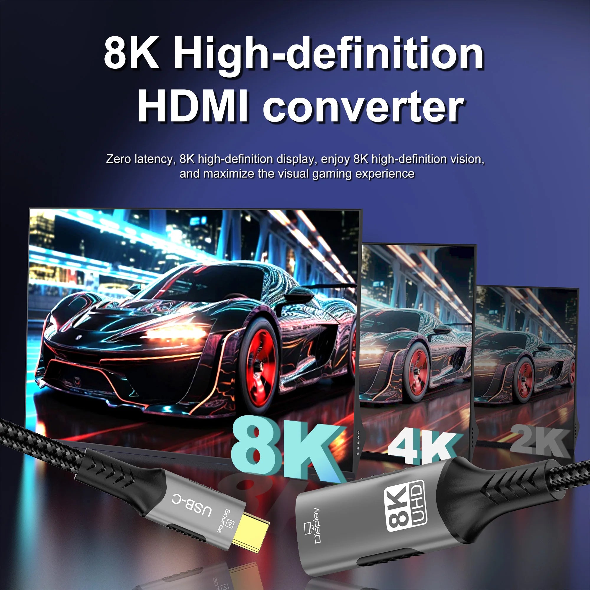 Type C to HDMI Extension Cable 8K@60Hz 4K@120Hz C to HDMI Adapter 32.4Gbps For Laptop MacBook PC Phone to TV Monitor