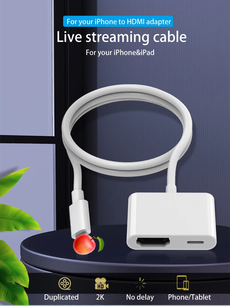 AIRSKY Lightning to PD HDMI Docking Station Hub for Iphone IPad IOS 8 9 10 11 12 13 14 15 Mirroring Live Streaming Screen Rotate